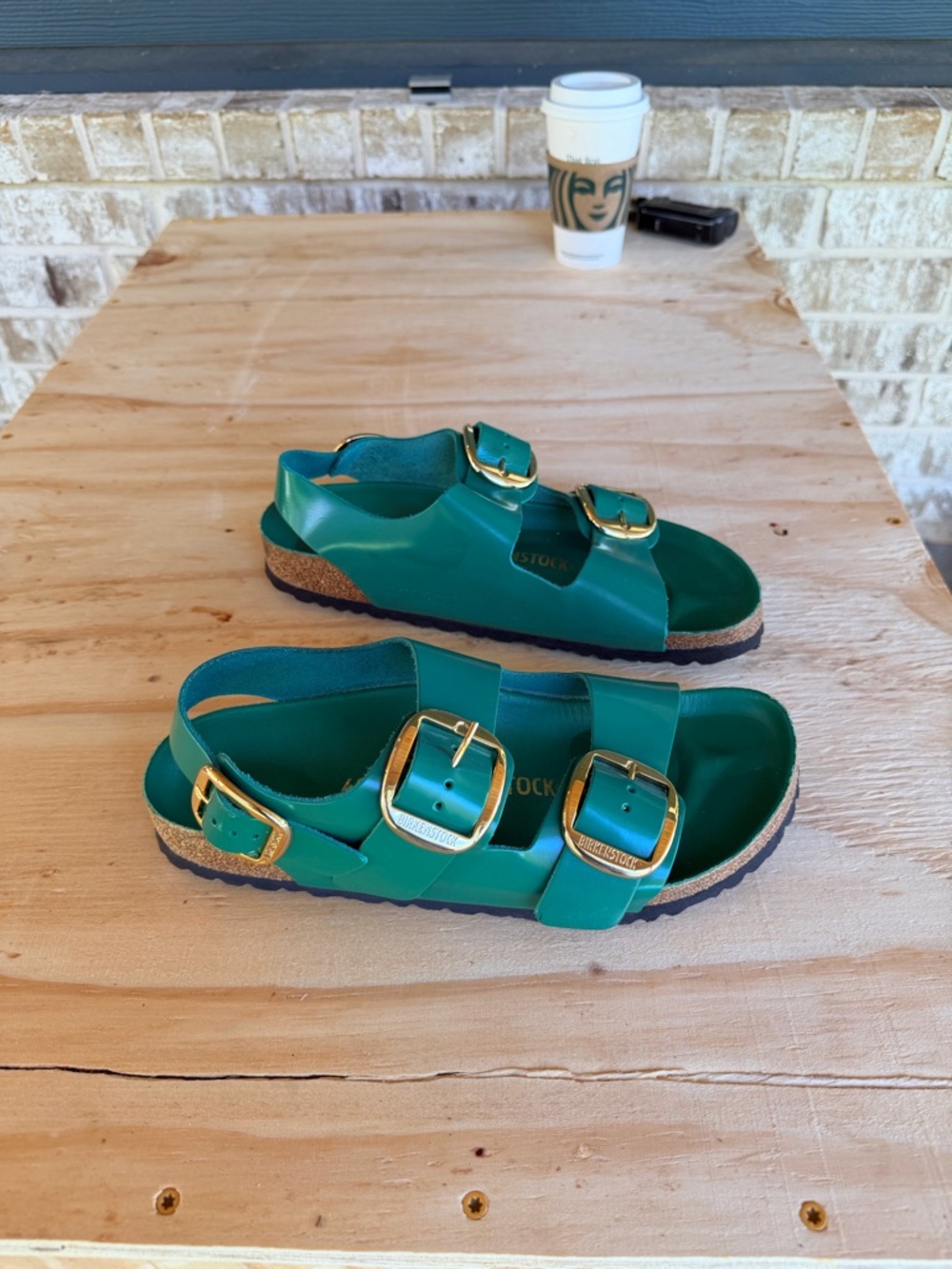 Birkenstock 40 100% Leather Green New - Picture 7 of 12